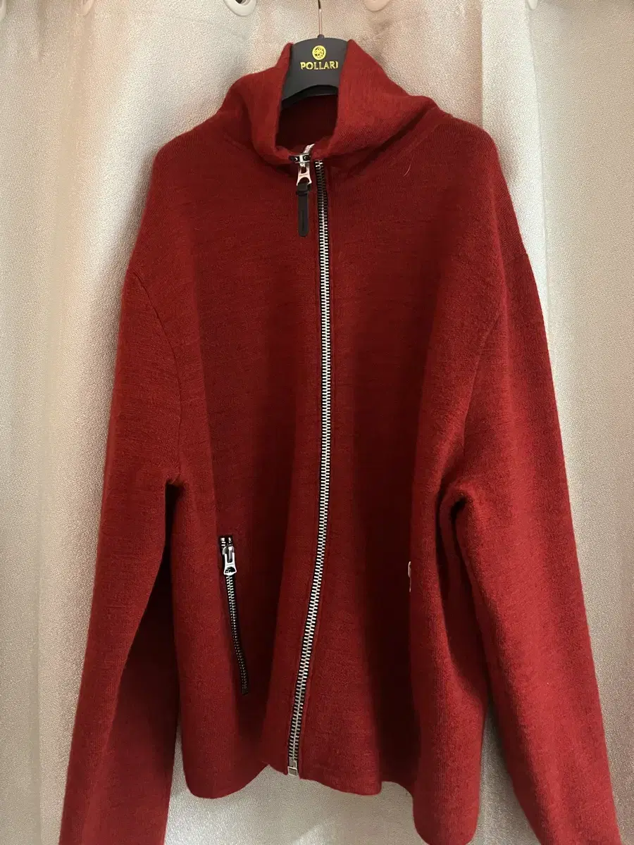 Arcane Turtleneck Knit Zip-up red XL