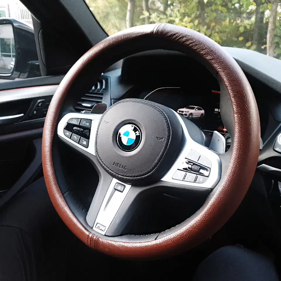 핸드메이드 천연 가죽 핸들커버 벤츠 BMW 제네시스 원형 미끄럼방지