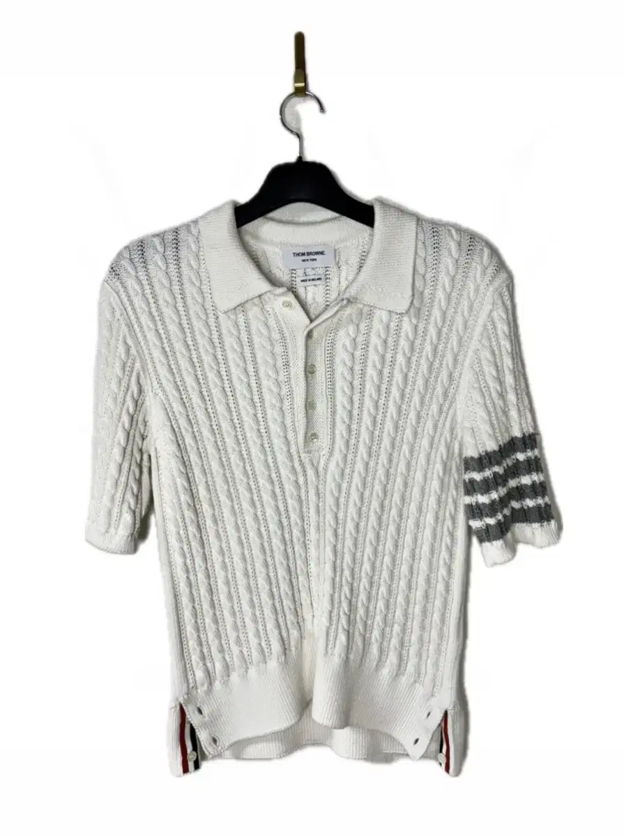 Thom Browne Diagonal Armband Cable Knit Short Sleeve Karati