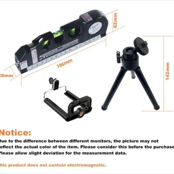 삼각대 포함 다기능 레이저 레벨 측정기 + 수평계 추가