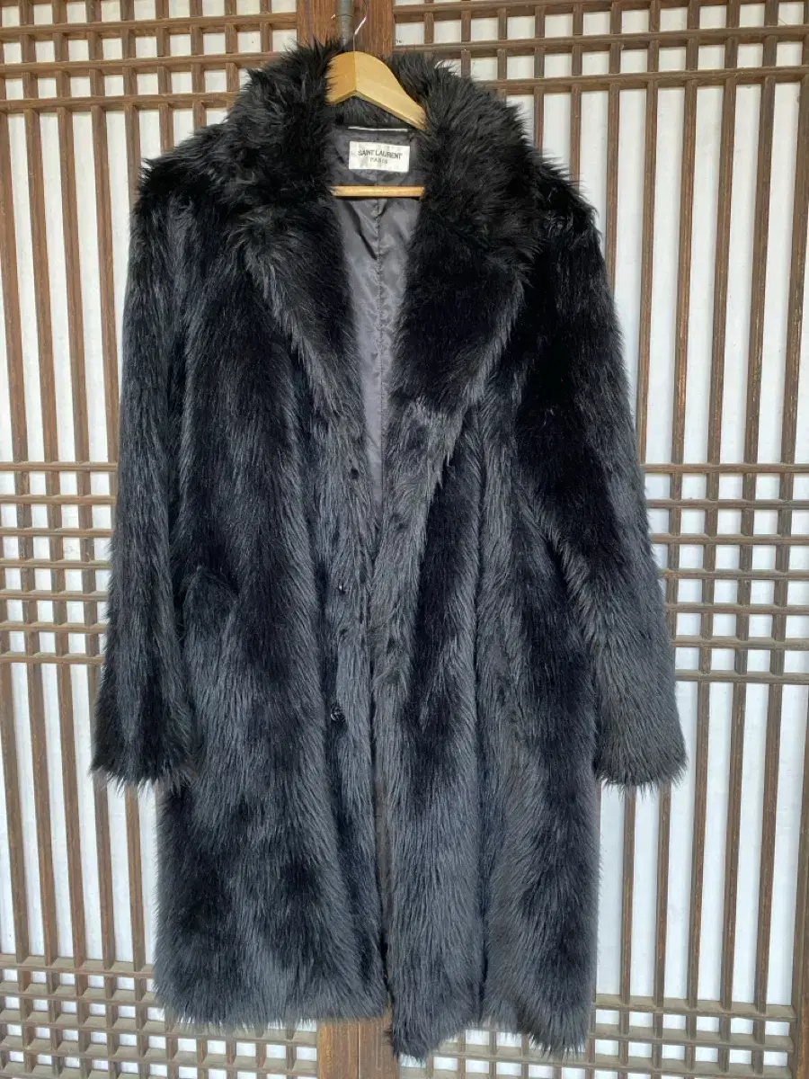 Saint Laurent black fur coat