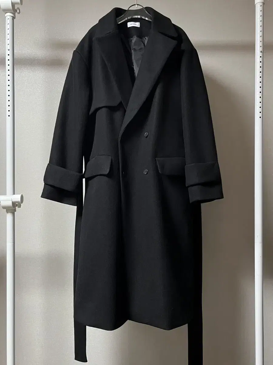 Men's Coats Long Coat Double Coat Robe Coat Black