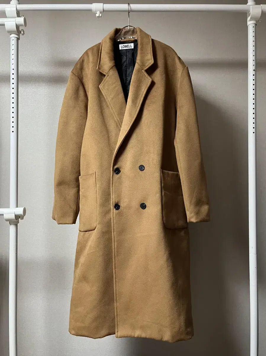 Men's Coat Long Coat Double Coat Beige