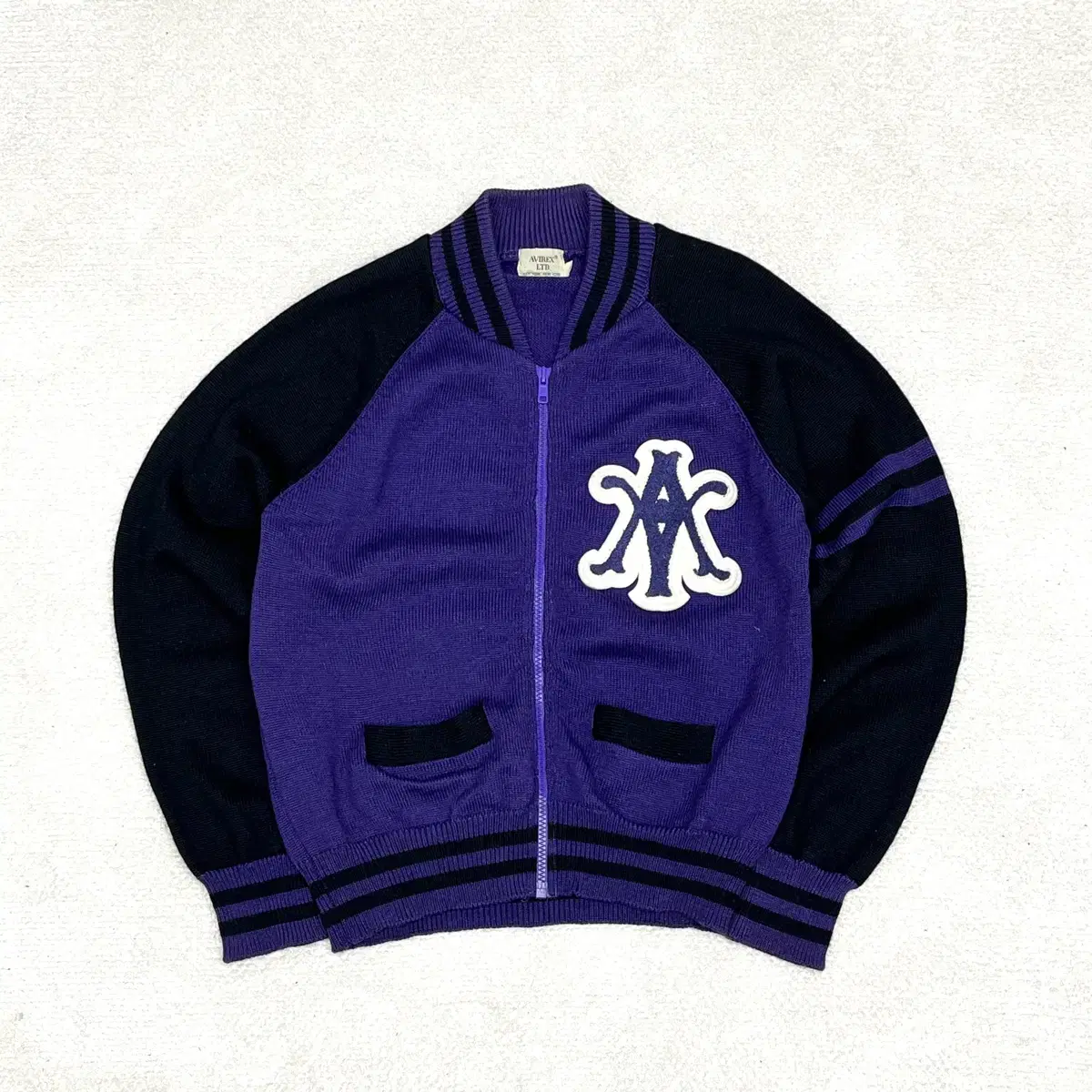 Avirex Purple Big Logo Knit Zip Up