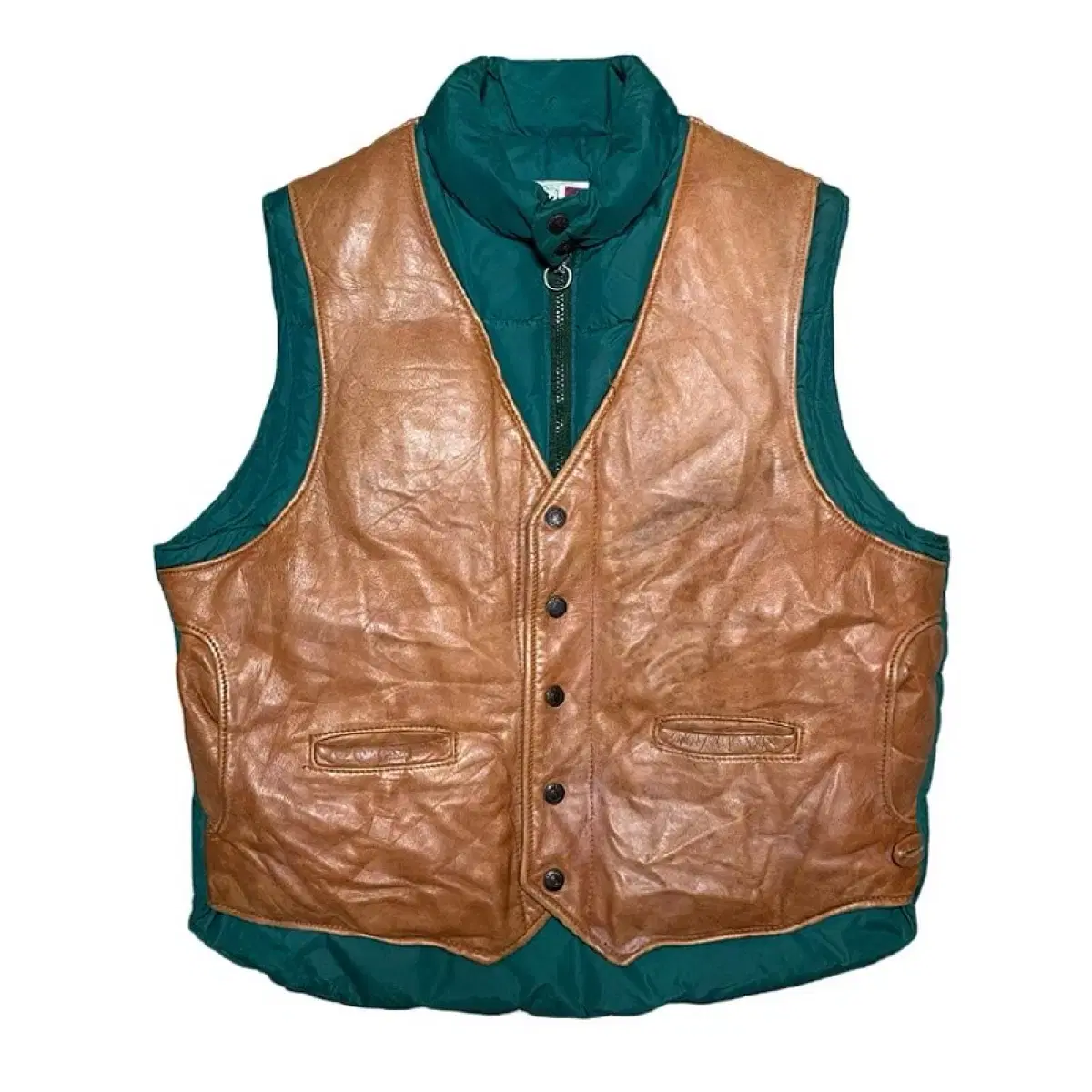 [100-105] 80s-90s Schott Short Goose Down Leather Vest