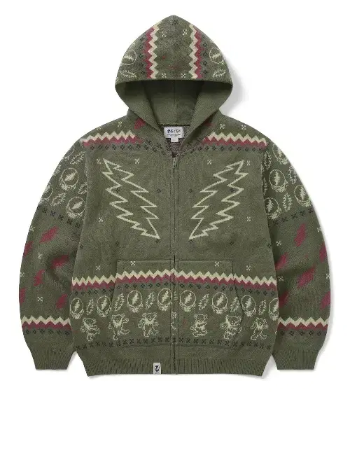 [Same Day] This Is Never That x Grateful Dead Knit Zip-Up Hoodie Mud