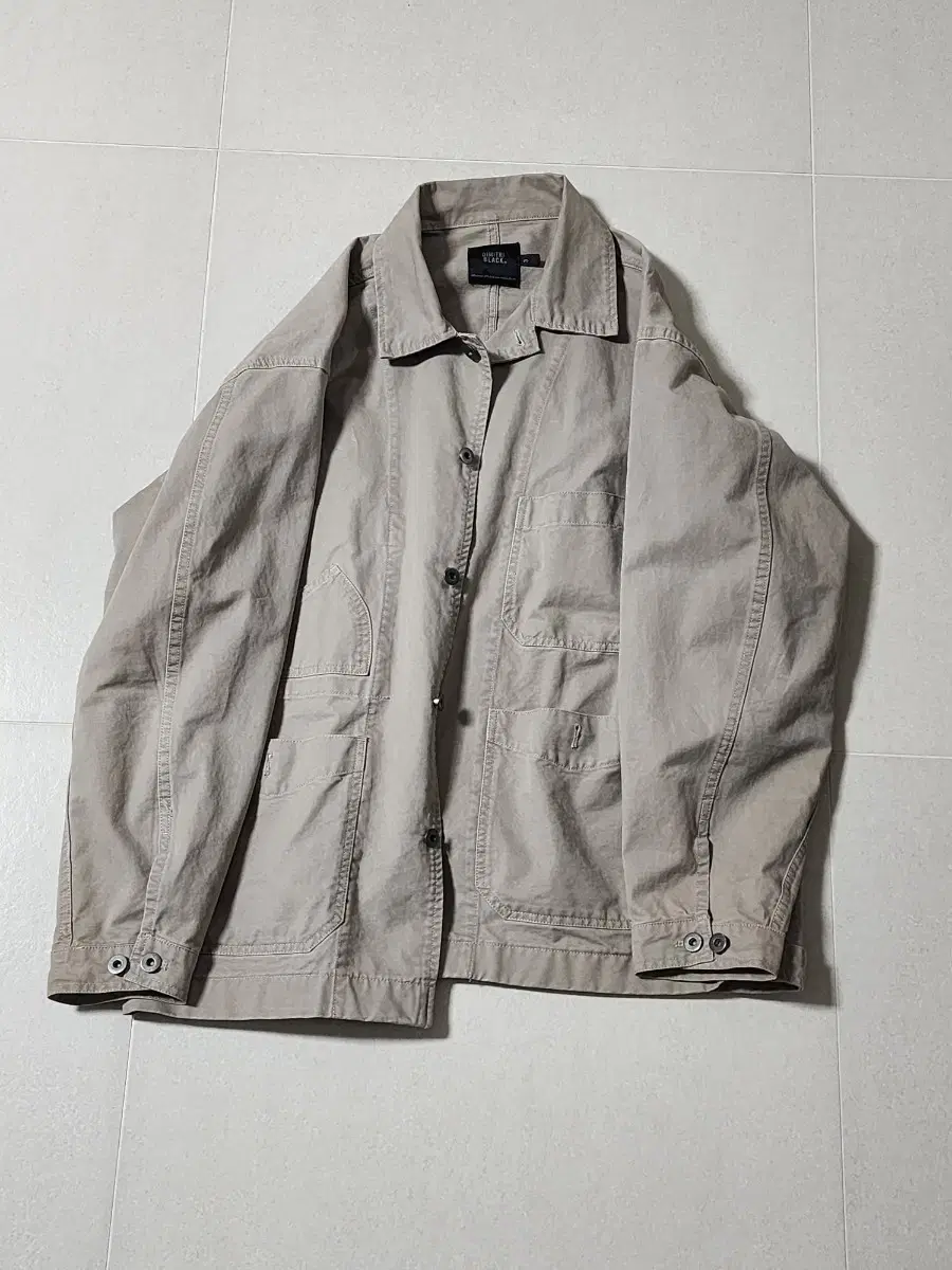 Dimitri Black Heavy Cotton French Work Jacket_Beige