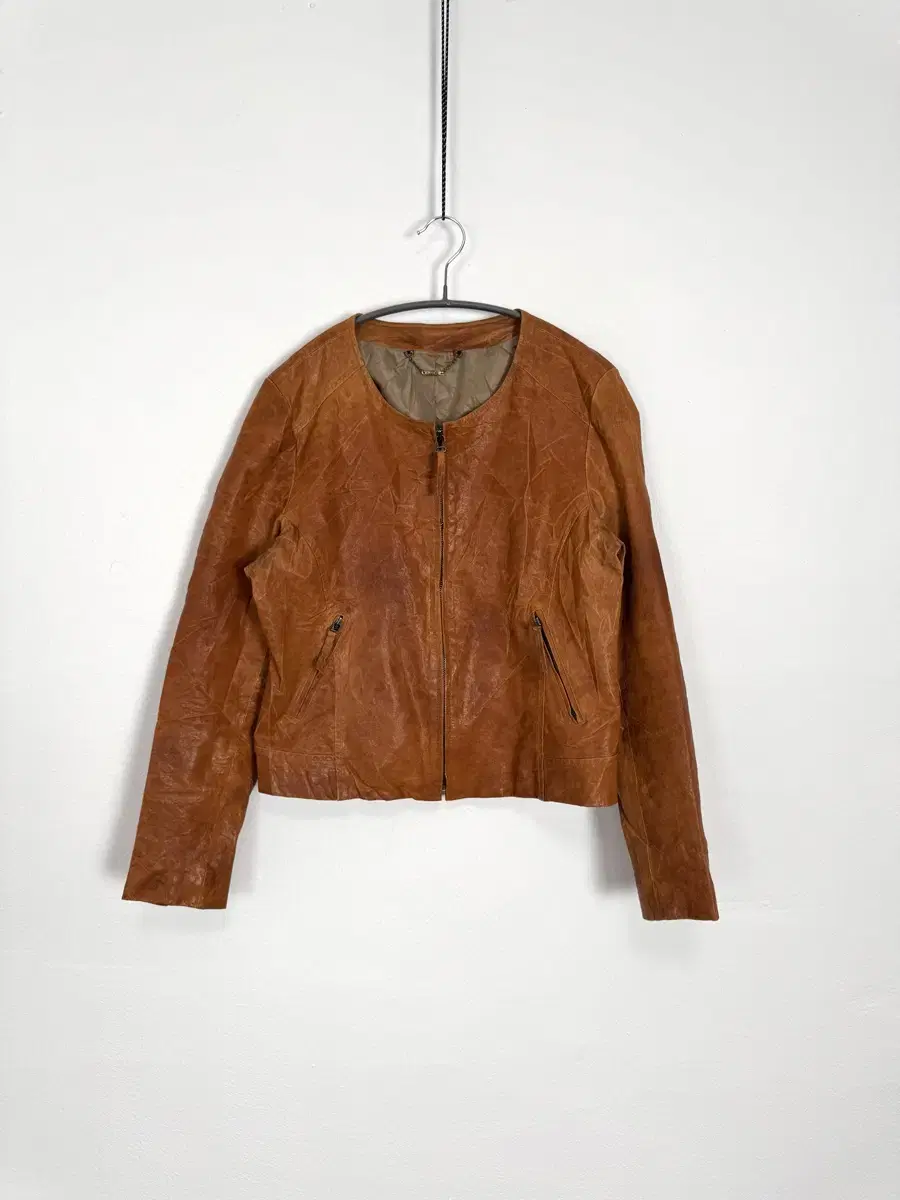 vintage sheepskin crack leather jacket