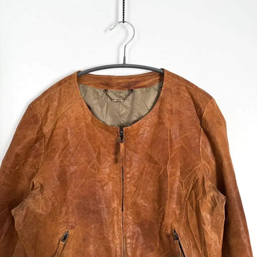 vintage sheepskin crack leather jacket