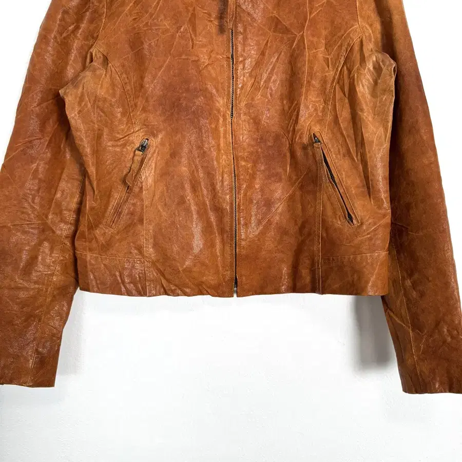 vintage sheepskin crack leather jacket