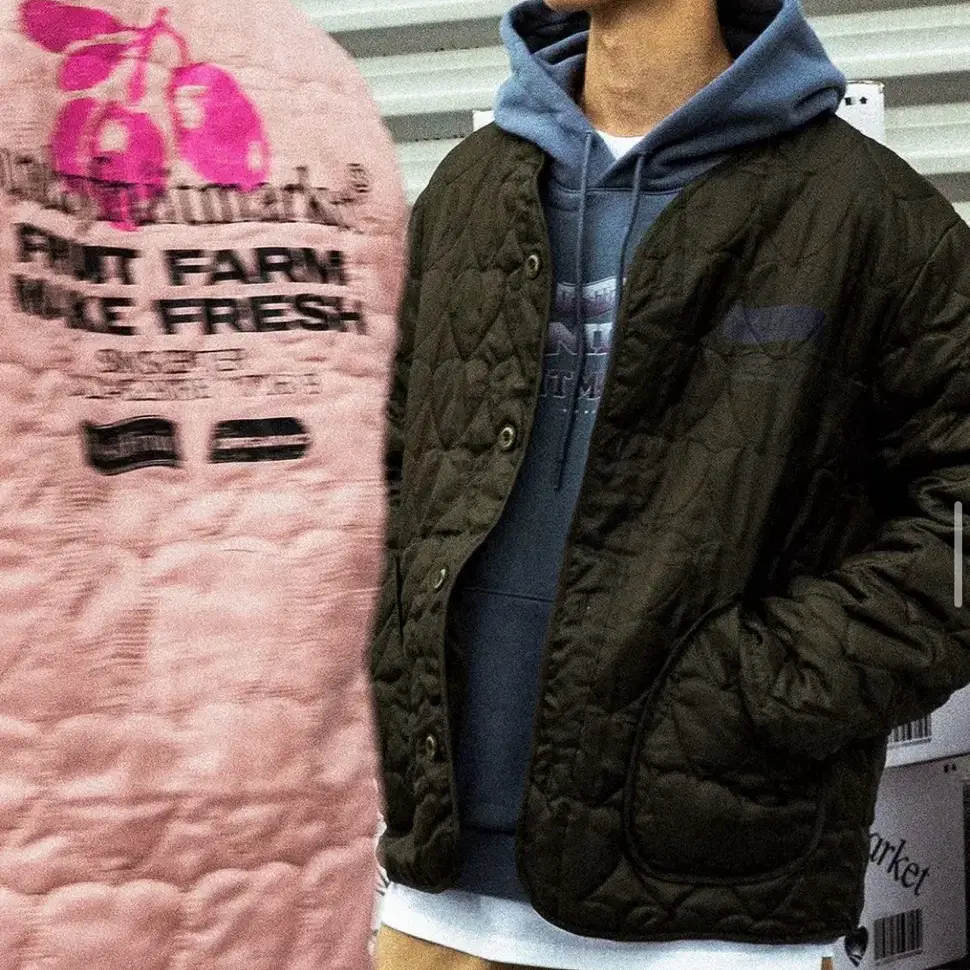 선데이후르츠마켓 HEART QUILTED JACKET PINK