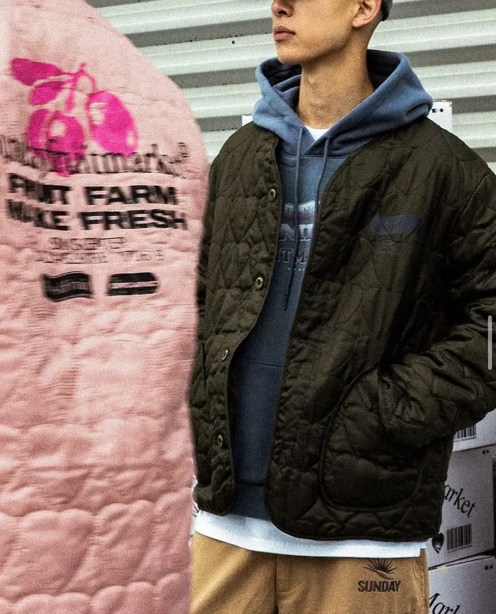 선데이후르츠마켓 HEART QUILTED JACKET PINK