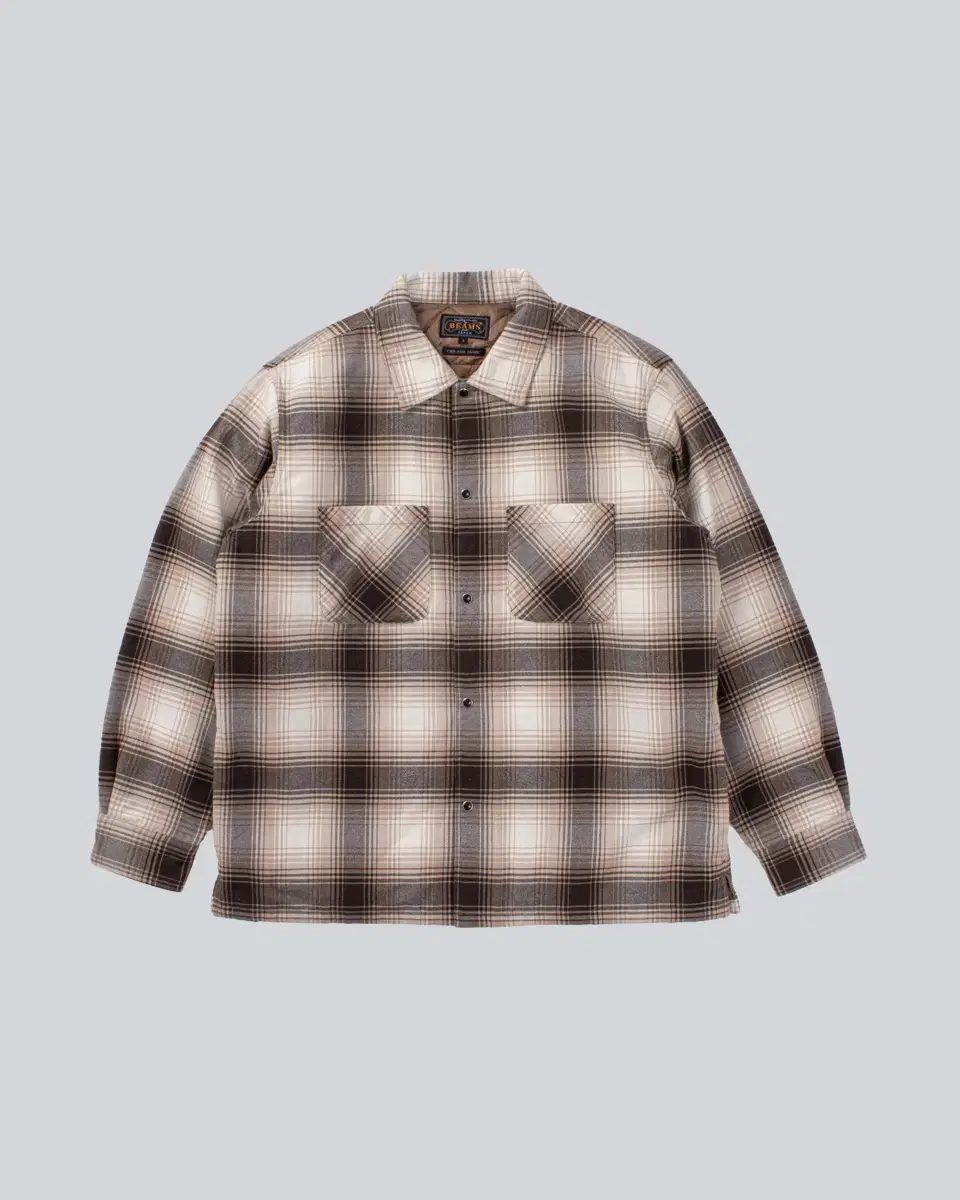 BEAMS PLUS Ombré check open kara quilted shirt