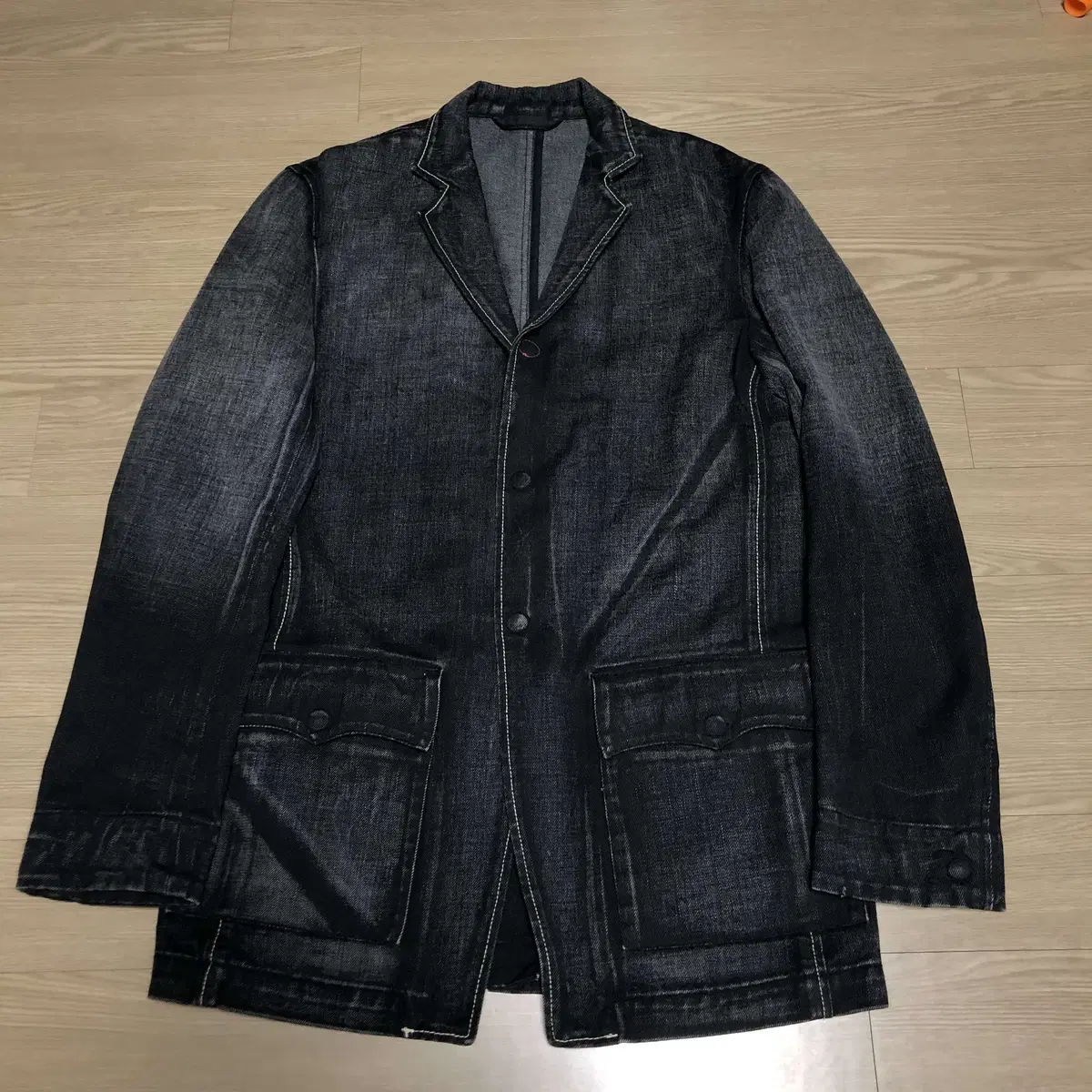 L) 00's Levi's Japan Edition N3BP black and blue denim blazer by Levi's