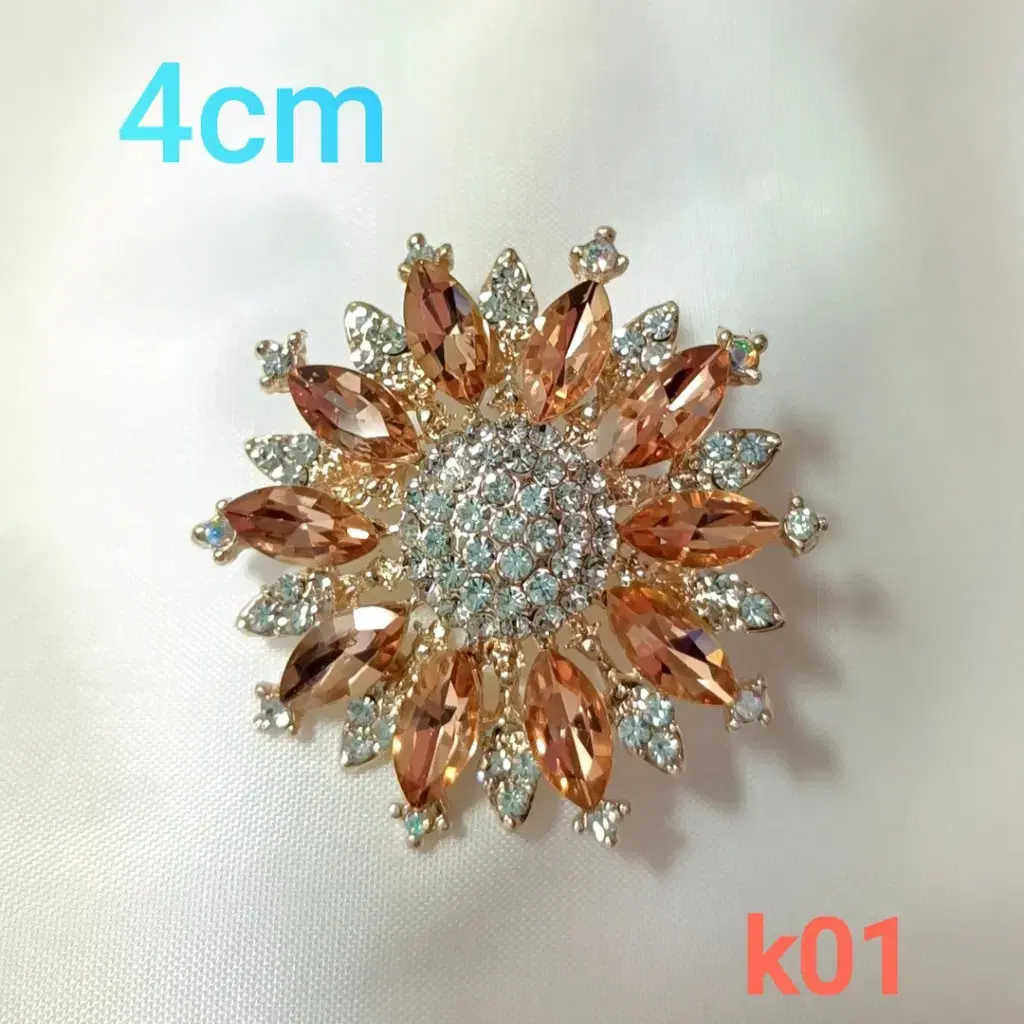 * 샴페인큐빅 브로치 4cm K01