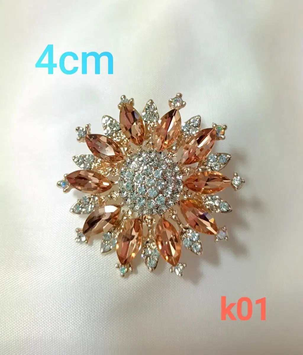 * 샴페인큐빅 브로치 4cm K01