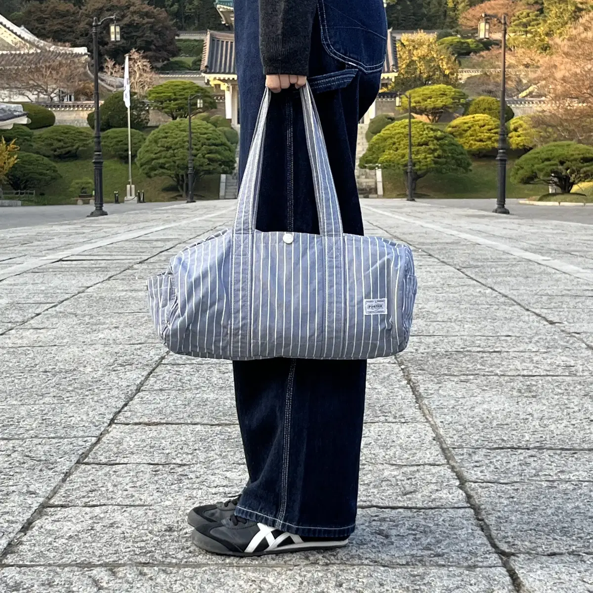 PORTER 70th Aniversary stripe tote Bag