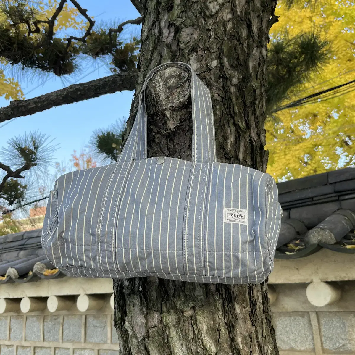 PORTER 70th Aniversary stripe tote Bag