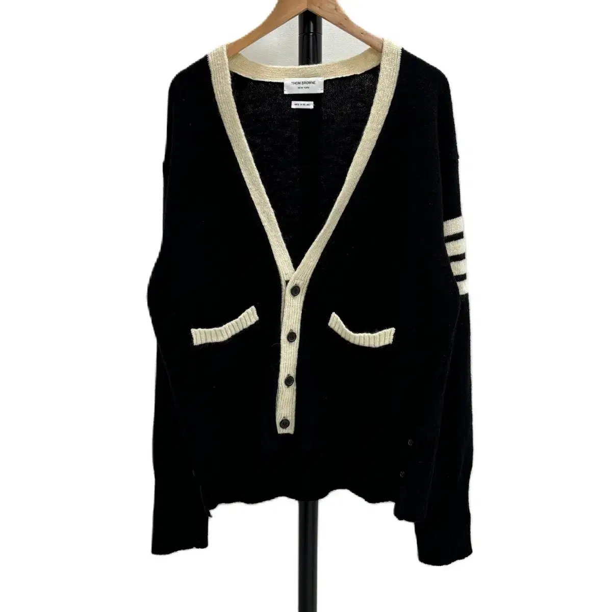 [5]Thom Browne Diagonal Arms Mohair Cardigan