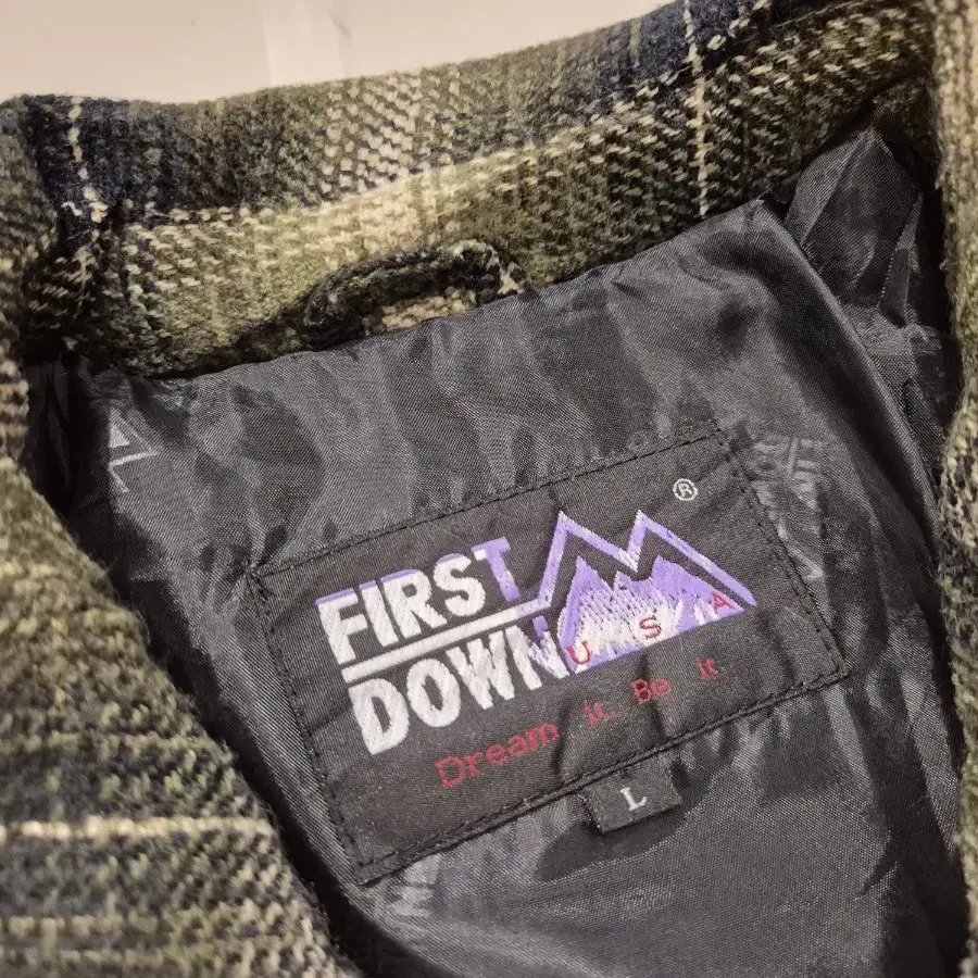 L>FIRST DOWN 플란넬 체크 자켓