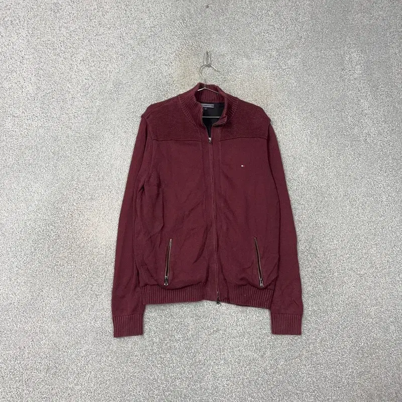 Tommy Hilfiger Logo Burgundy Zip-Up Knit XL