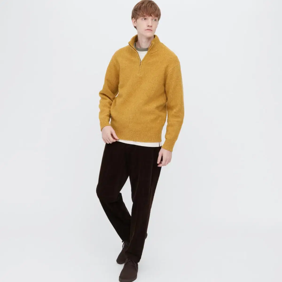 UNIQLO Souffle knit zip-up yel