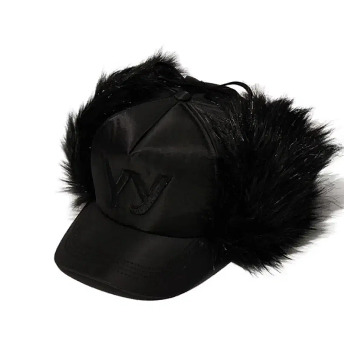 Open yy Faux Fur Earflap Cap Blac