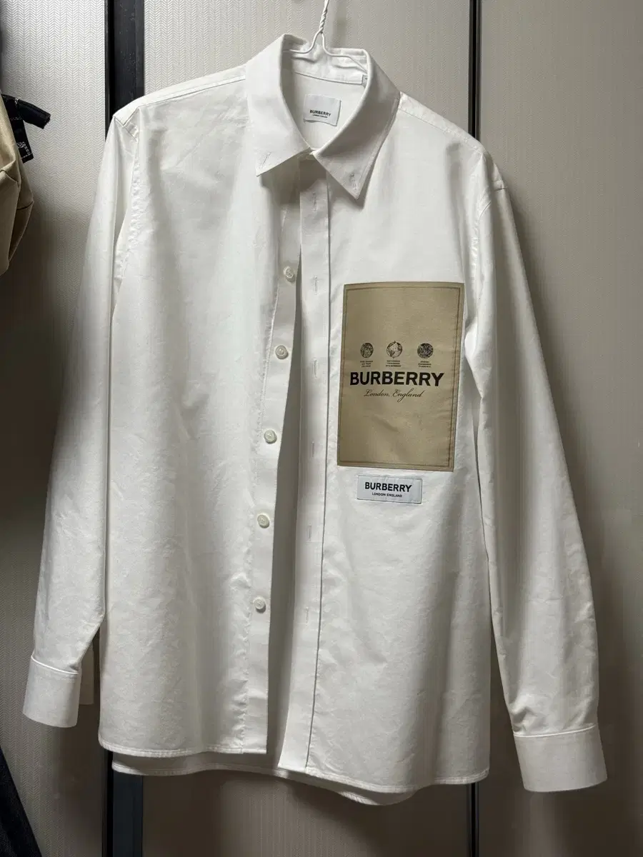 Burberry Label Appliqué Cotton Oxford Shirt