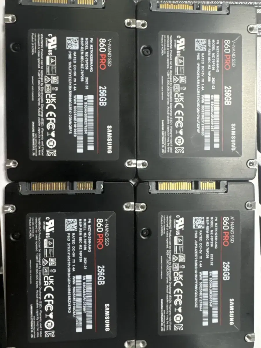 삼성 SSD 860PRO 256G 4장 일괄판매