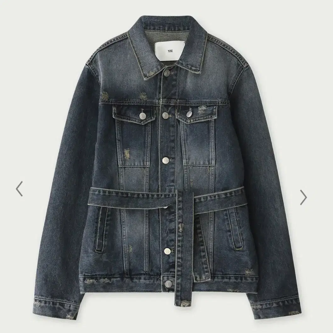 유즈 BELTED DESTROYED DENIM JACKET 청자켓