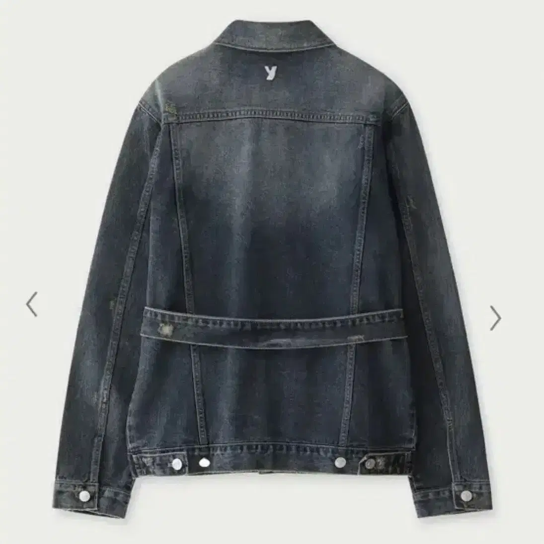 유즈 BELTED DESTROYED DENIM JACKET 청자켓