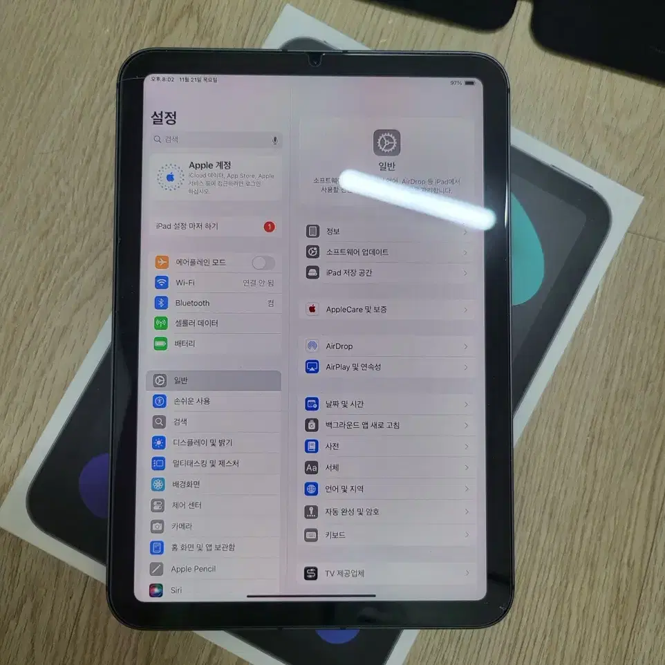 [배터리효율100%]아이패드미니6(셀룰러)풀박스+애플펜슬+스마트커버2개