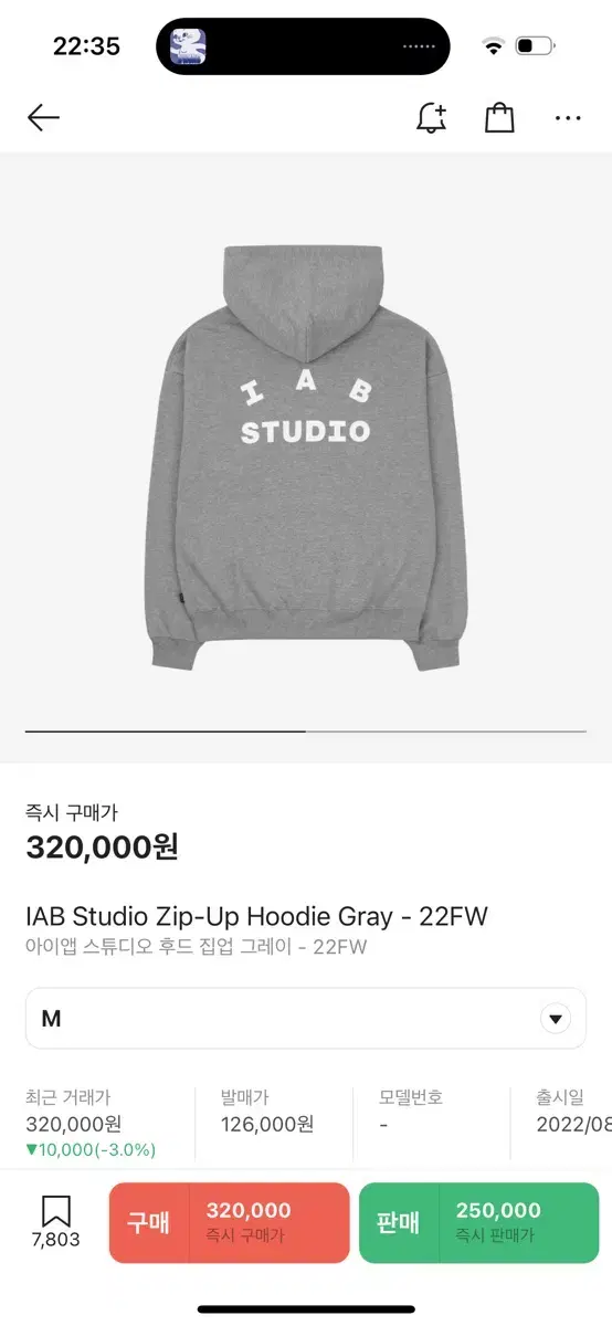 iapp studio hoodie zip up gray M