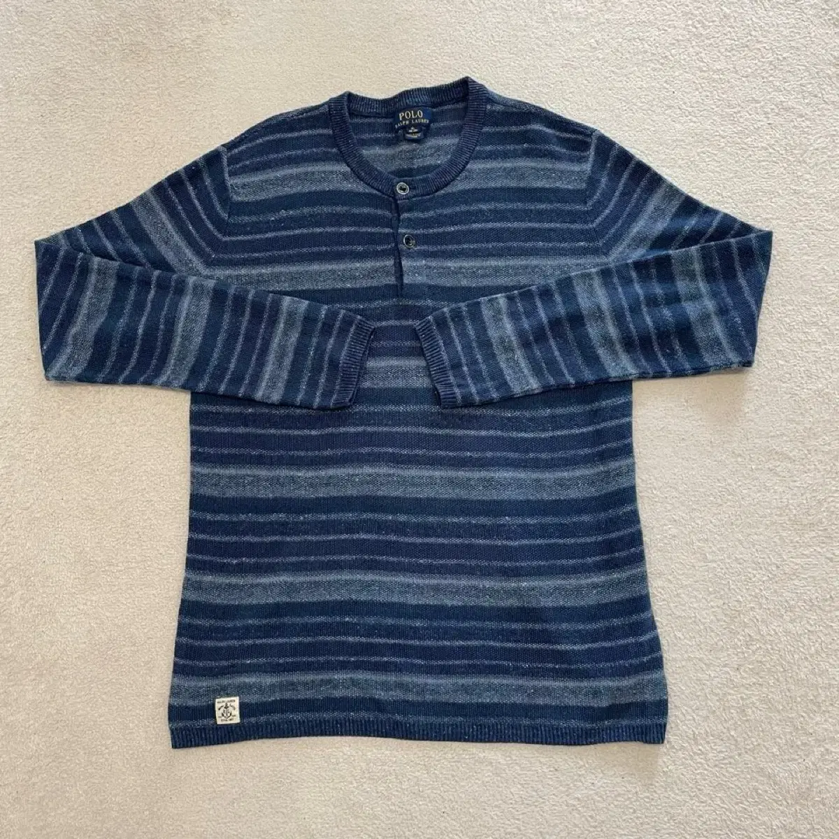 Polo Marine Bokashi Henry Neck Long Sleeve Knit TeeW7595