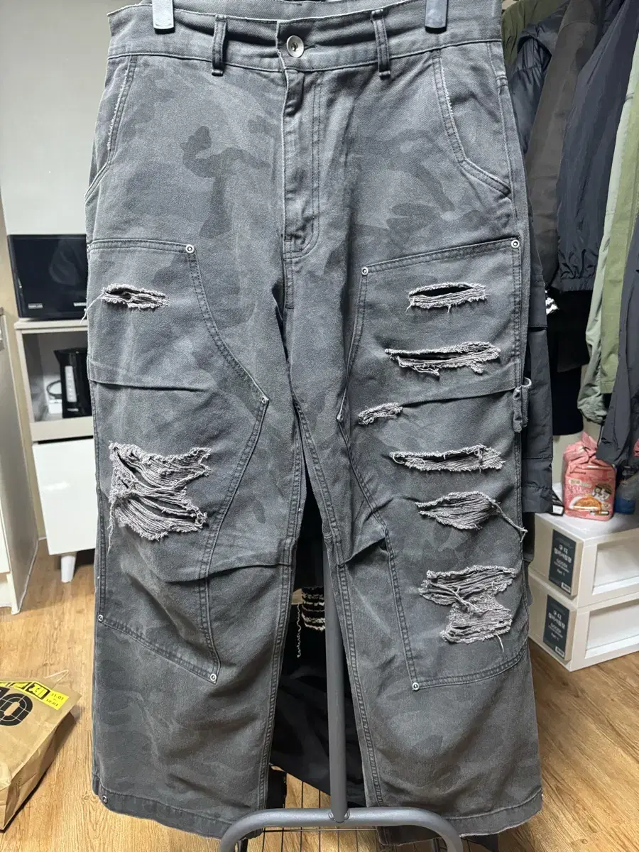 [ M ] etce Double Knee Detroit Pants Black Camo