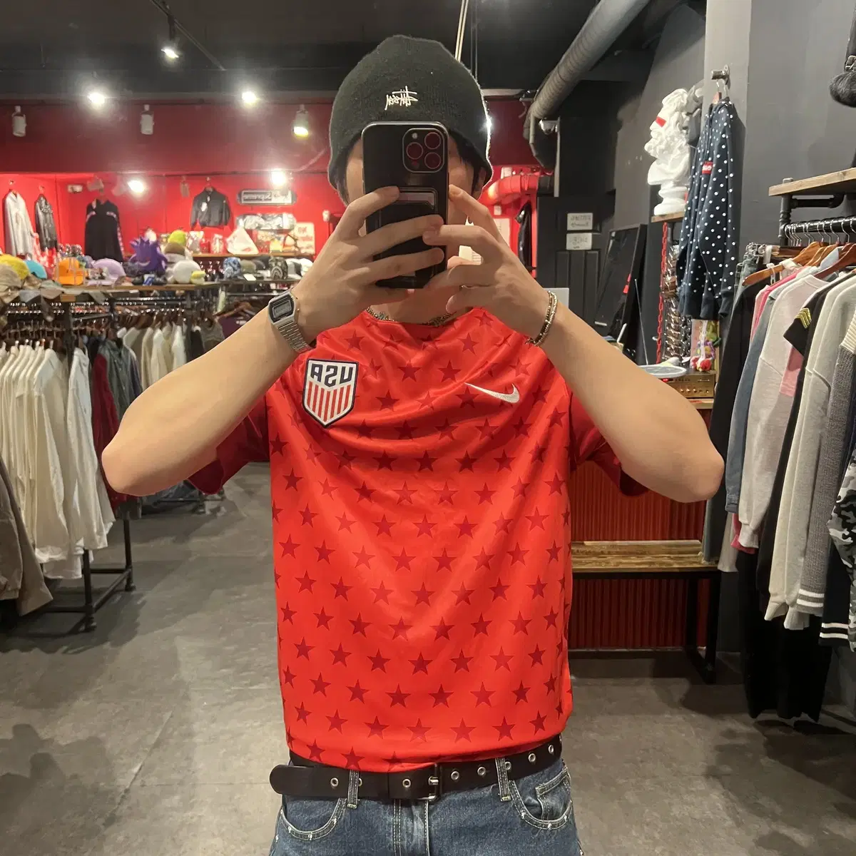 (end377) Vintage NikeNIKE Short Sleeve Soccer Jersey Red