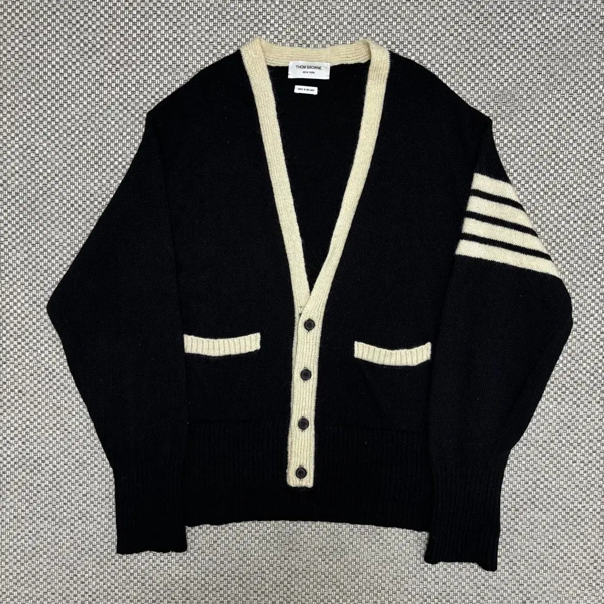 [5]Thom Browne Diagonal Arms Mohair Cardigan