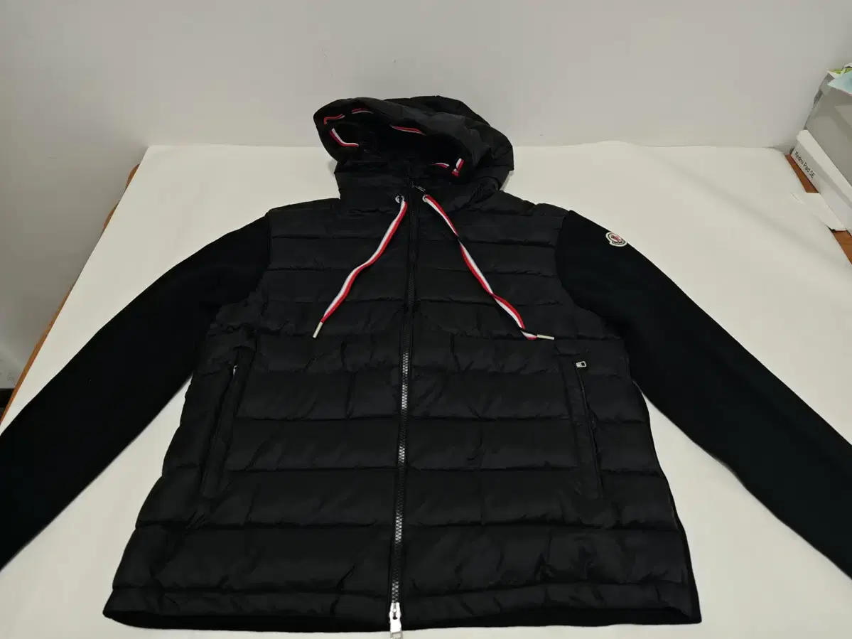 Moncler Winter Black Hooded Jacket Knitted Padded