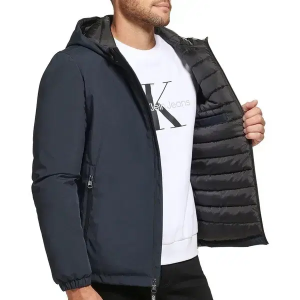 CK Kelvin Klein Sorona Waterproof Stitched Hoodie Lightweight Padding