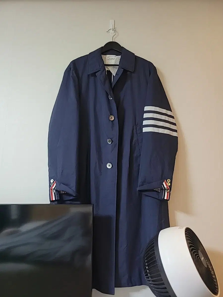 (Rare) Thom Browne High Garline Diagonal Armband Hidden Back Lined Mother-of-Pearl Button Coat