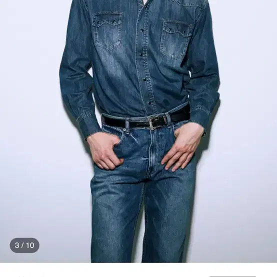 (세비지)Denim Western Shirts - Mid Blue