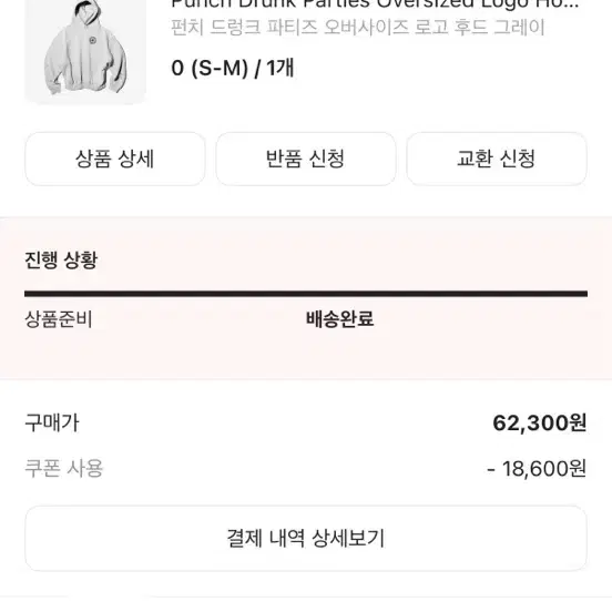 펀치드렁크파티즈 후드티 0 사이즈 새제품