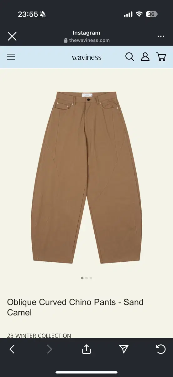 Waviness Oblique Chino Pants 23FW Camel 1 size