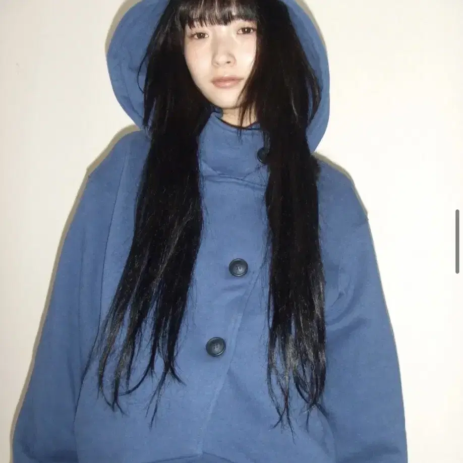 오스하이 HIGH NECK HOOD ZIP UP BLUE