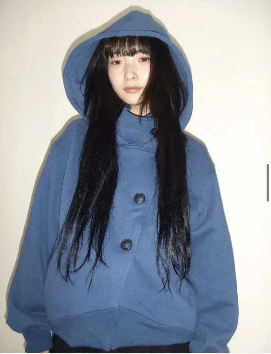 오스하이 HIGH NECK HOOD ZIP UP BLUE