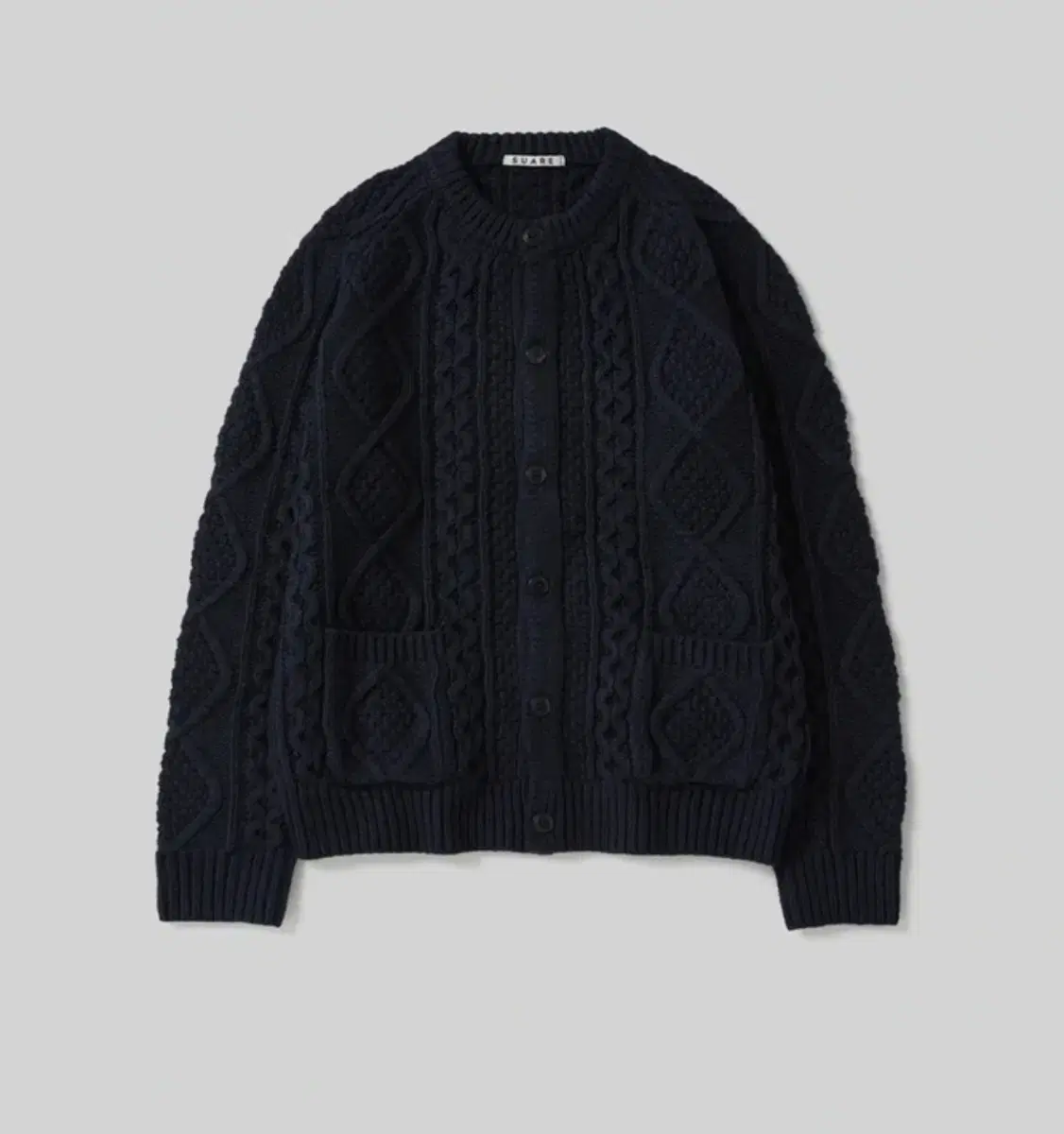 Sua Airwool aran Round Knit Cardigan Navy Size L