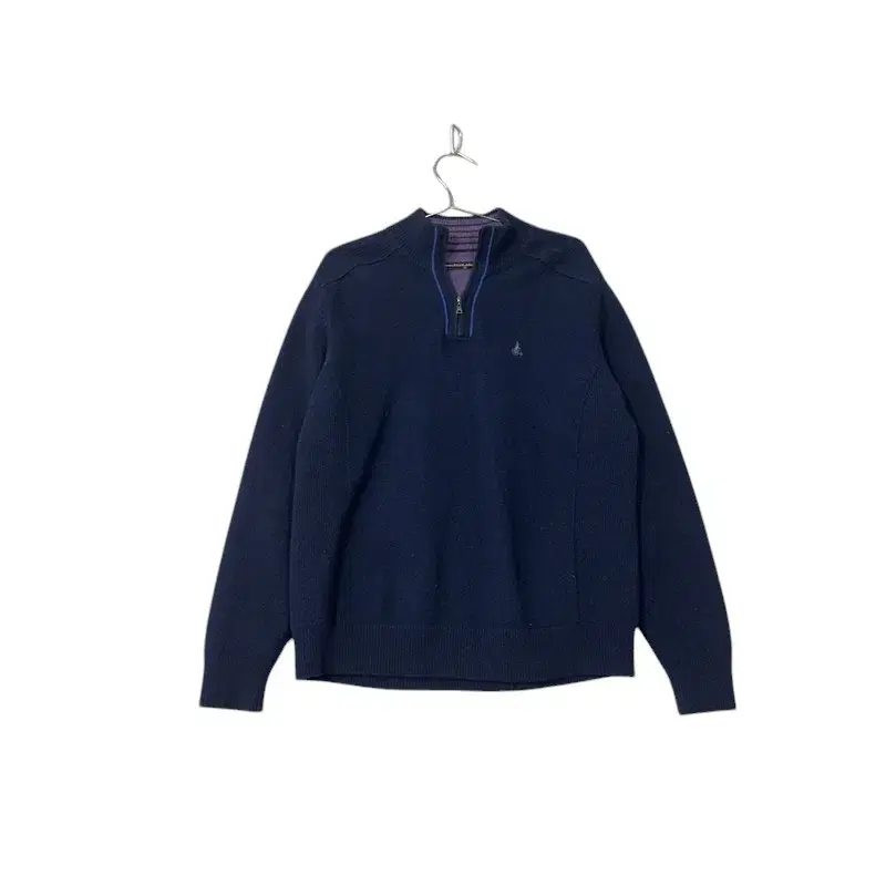 [Vinpol] Men's Casual Wool Navy Knit Zip-up 105