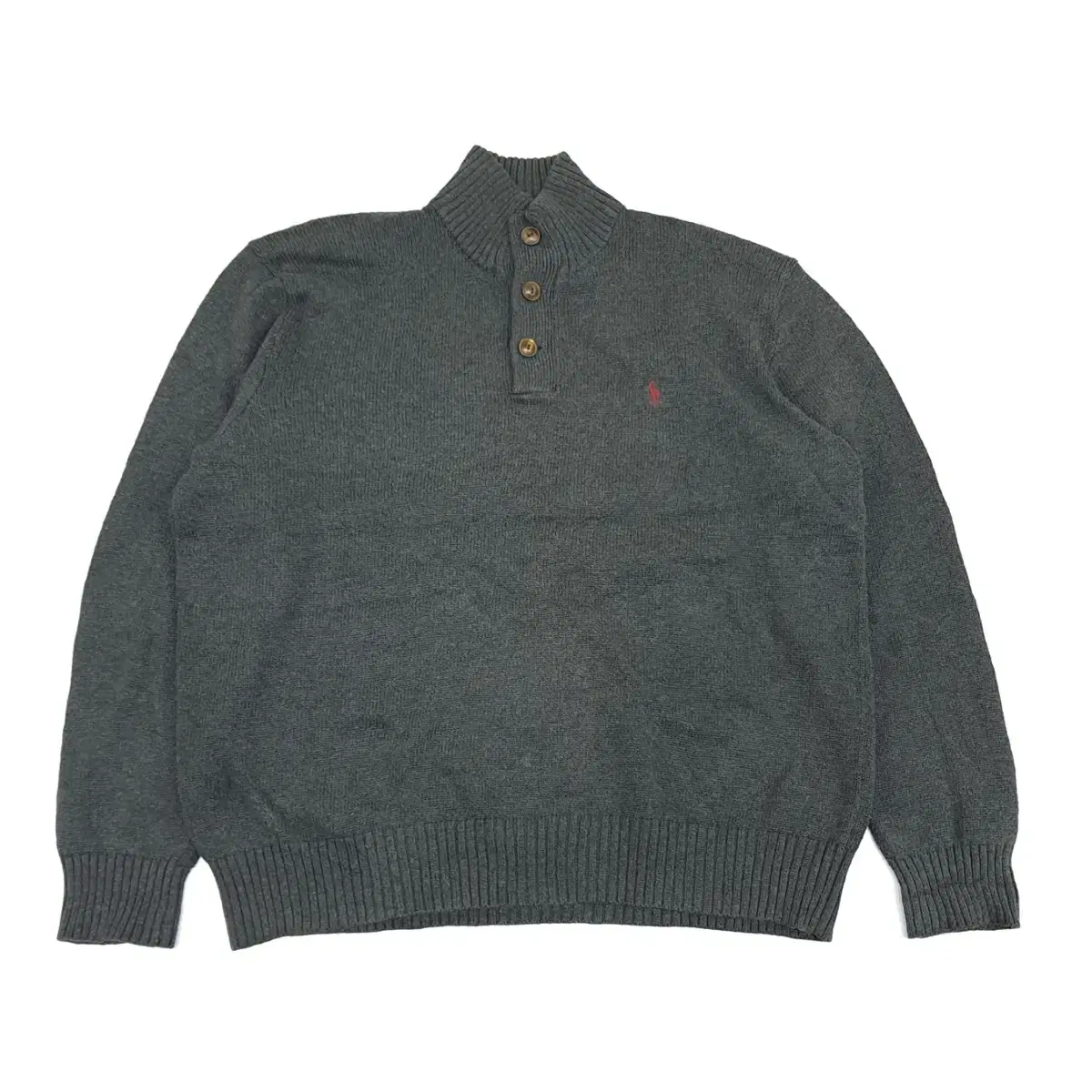 (CS087) XL Polo Ralph Lauren Gray Half-Button Long Sleeve Knit