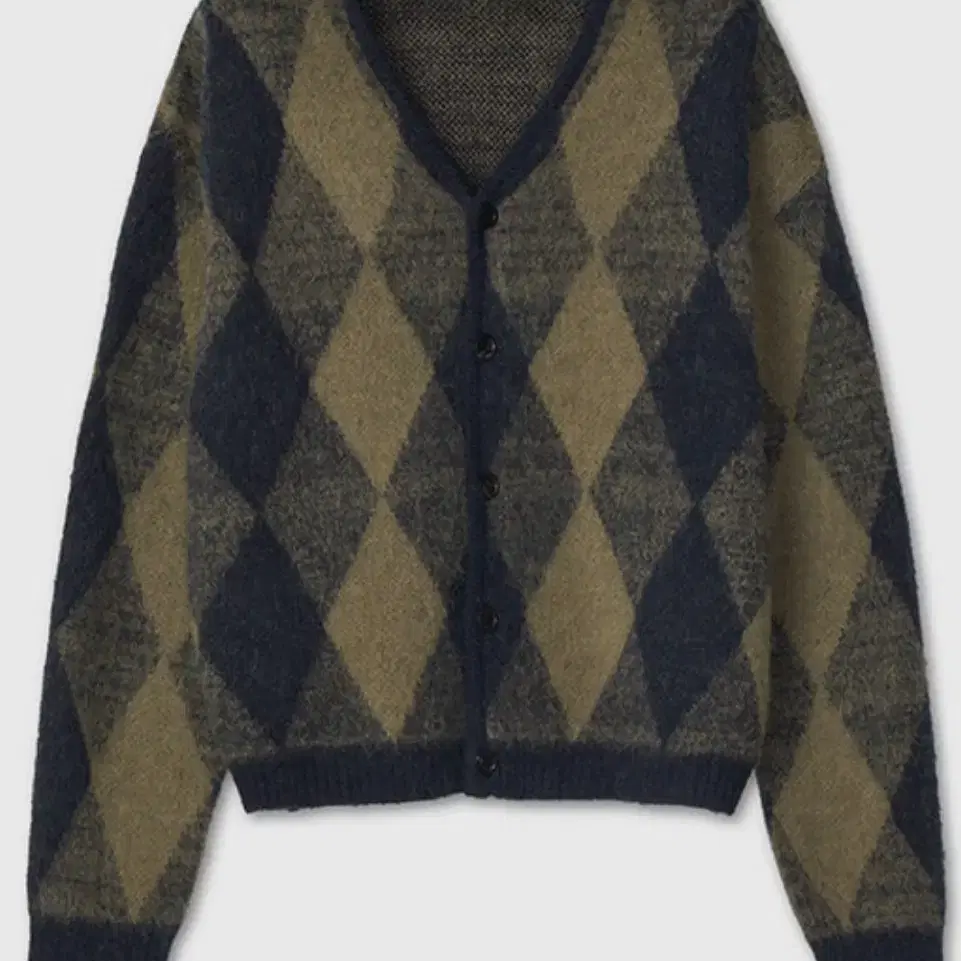 토니웩 Brushed Mohair Argyle Cardigan L