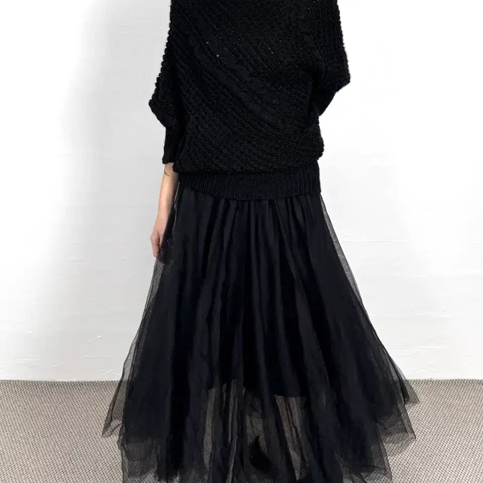 vintage black tulle layered skirt